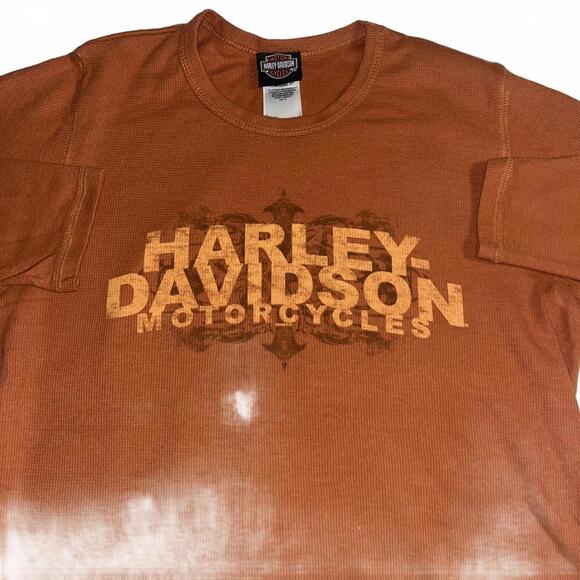 Harley-Davidson Suburban Motors Men's XL Long Sleeve Thermal T Shirt Orange - Picture 6 of 7